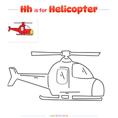 Coloring Page Helicopter Red