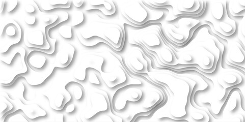 3D Papercut Stylized White topographic contour scheme and terrain. Topography grid map. Contour map background. Geographic line mountain relief. Abstract lines or wavy backdrop background.