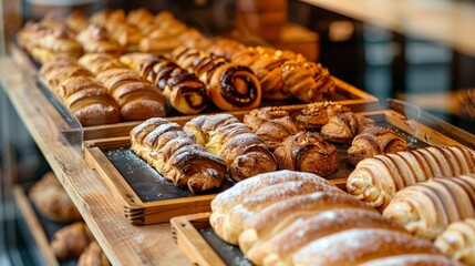 Artisan Bread and Pastries in Bakery Showcase