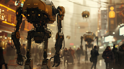 robots in a futuristic city
