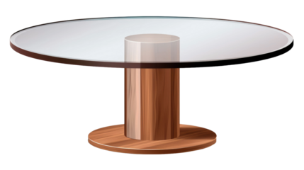 Modern round table isolated on transparent a white background
