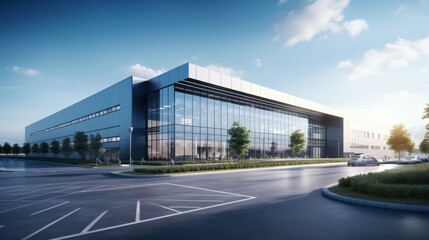 Fototapeta na wymiar A modern R&D or logistics facility building