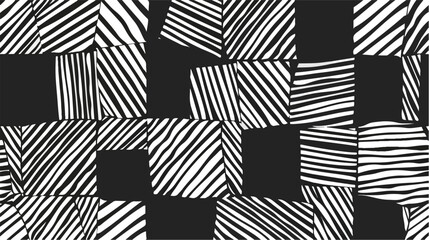 Multipurpose square geometric pattern of lines monochrome