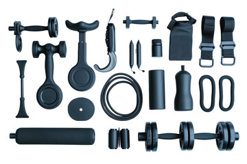 Black Tone Accessories Isolated On Transparent Background