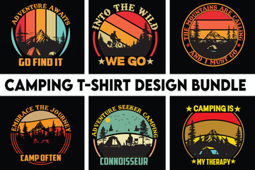 Camping T-Shirt Design Bundle, camping t-shirt designe vector