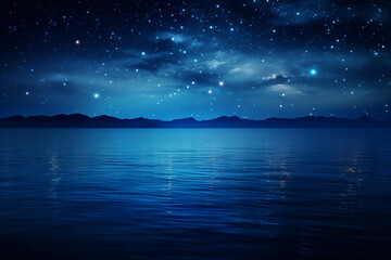 Fototapeta na wymiar The atmosphere of the sea at night with many stars in the sky.