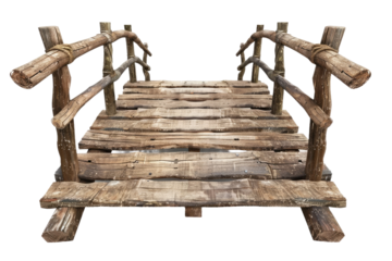 Wooden Footbridge Isolated On Transparent Background