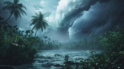 landscape scene of a Hurricane moving through the enviroment ai generatedhigh quality image - obrazy, fototapety, plakaty