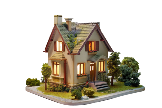 Model Home Display Isolated On Transparent Background