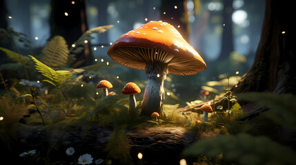 Mushrooms in the forest after the rain