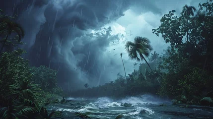 Foto op Canvas landscape scene of a Hurricane moving through the enviroment ai generatedhigh quality image © SazzadurRahaman