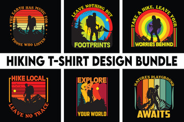 Hiking T-Shirt Design Bundle. Hiking T-Shirt Design vector