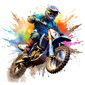 pastel watercolor pictures motocross motorcycle