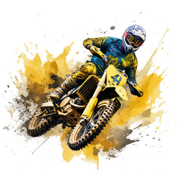 pastel watercolor pictures motocross motorcycle