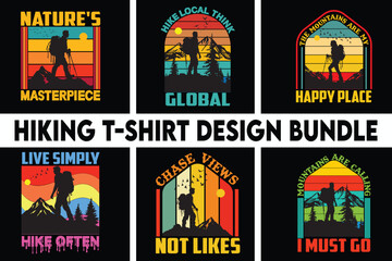 Hiking T-Shirt Design Bundle. Hiking T-Shirt Design vector