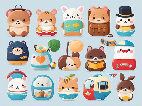 Cute animal icons set. Cartoon illustration of cute animal vector icons for web design