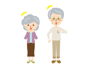 驚く老夫婦のイラスト