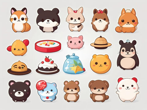 Cute animal icons set. Cartoon illustration of 9 cute animal icons for web design