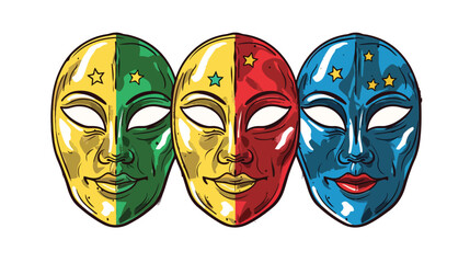 Theater masks in colors of national flag on white