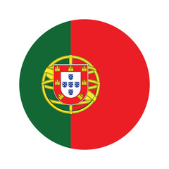 Obraz premium Portugal national flag vector icon design. Portugal circle flag. Round of Portugal flag. 