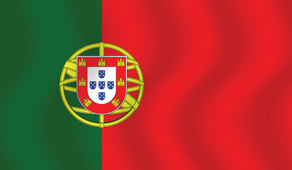 Flat Illustration of Portugal flag. Portugal national flag design. Portugal Wave flag.
