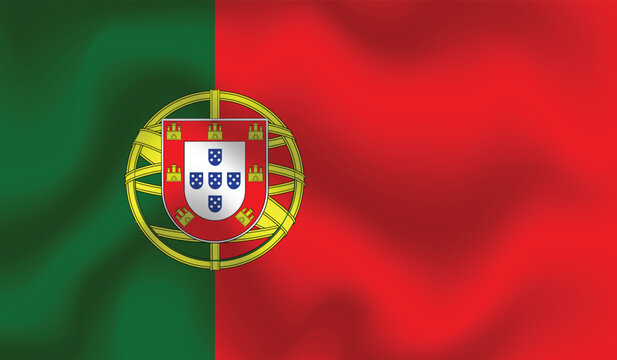 Flat Illustration of Portugal flag. Portugal national flag design. Portugal Wave flag.

