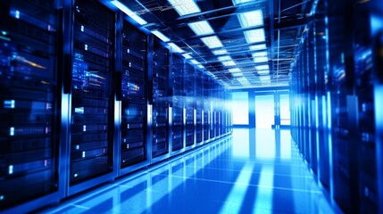 Fototapeta premium Data center and network devices in high performance operation 