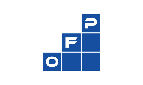 OFP initial letter financial logo design vector template. economics, growth, meter, range,  profit, loan, graph, finance, benefits, economic, increase, arrow up, grade, grew up, topper, company, scale