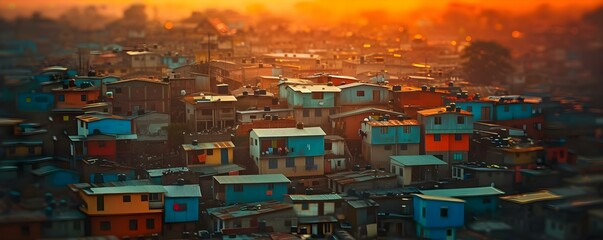 Urban poverty depicted highlighting socioeconomic challenges in developing nations. Concept Urban Poverty, Socioeconomic Challenges, Developing Nations, Poverty Alleviation, Social Inequality - obrazy, fototapety, plakaty