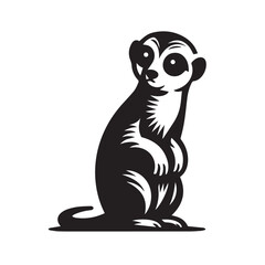 Silhouette and icon  of  meerkat isolated on white background