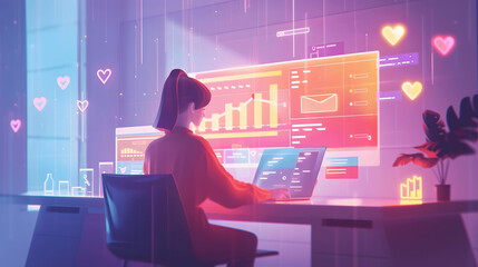 woman working on laptop