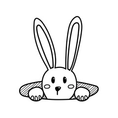 Easter rabbit looking out of hole. Easter doodles hand drawn - 752736055