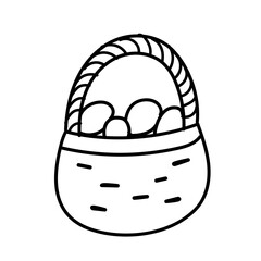 Basket full of easter eggs. Easter doodles hand drawn - 752736068
