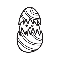 Chicken in cracked egg. Easter doodles hand drawn - 752736080