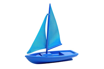 Blue Toy Sailboat Isolated On Transparent Background