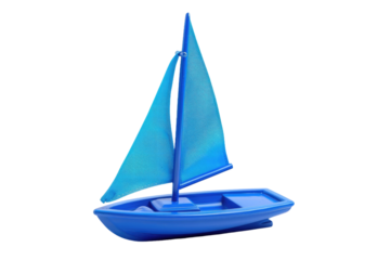 Blue Toy Sailboat Isolated On Transparent Background