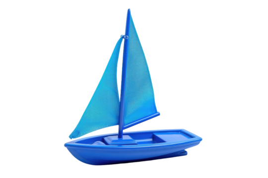 Blue Toy Sailboat Isolated On Transparent Background