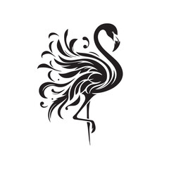  silhouette and icon of a flamingo isolated on white background