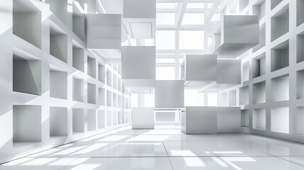 Abstract white and black interior