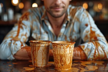 humoristic situation. The Coffee Mishap: An employee, eager for a caffeine fix, accidentally spills coffee all over their shirt just before an important meeting