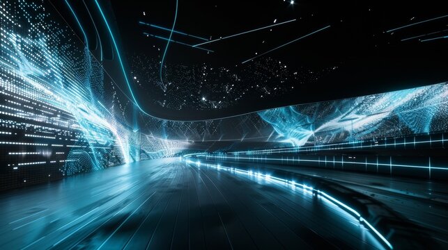 The stadiums giant screens display highdefinition visuals of the virtual game drawing the fans into the action and creating a truly immersive experience.