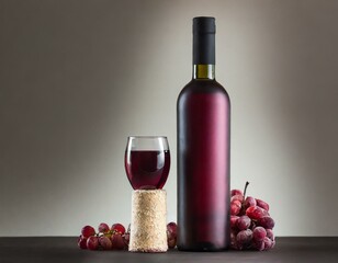 bottle of wine and grapes,Red wine and grapes are a wonderful combination! Grapes are often used to make wine, so enjoying them together can enhance the overall experience. The sweetness of the grapes