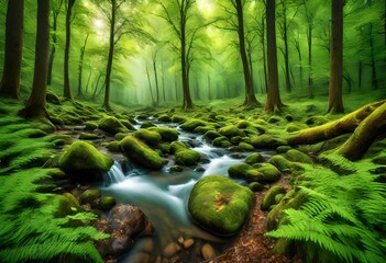 Amazing nature forest scenery professional photography. AI Generative Art
