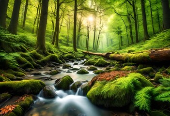 Amazing nature forest scenery professional photography. AI Generative Art