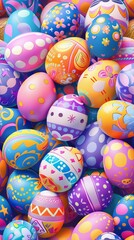 Fototapeta na wymiar Vivid Collection of Decorative Painted Easter Eggs