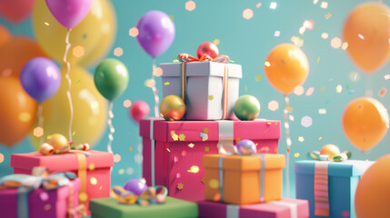 boxes with balloons and gifts