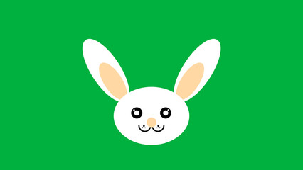 cute and beautiful white bunny illustration on green screen
