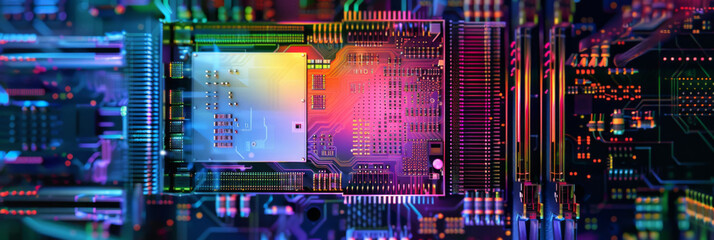 abstract background of cpu with colorful graphics on it, generative AI