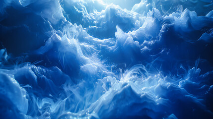 Abstract Blue Water Texture, Ocean Waves Splashing, Concept of Nature and Liquid Movement