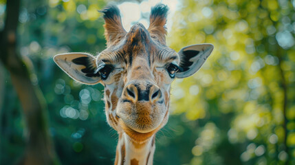 Portrait of a giraffe on natural background